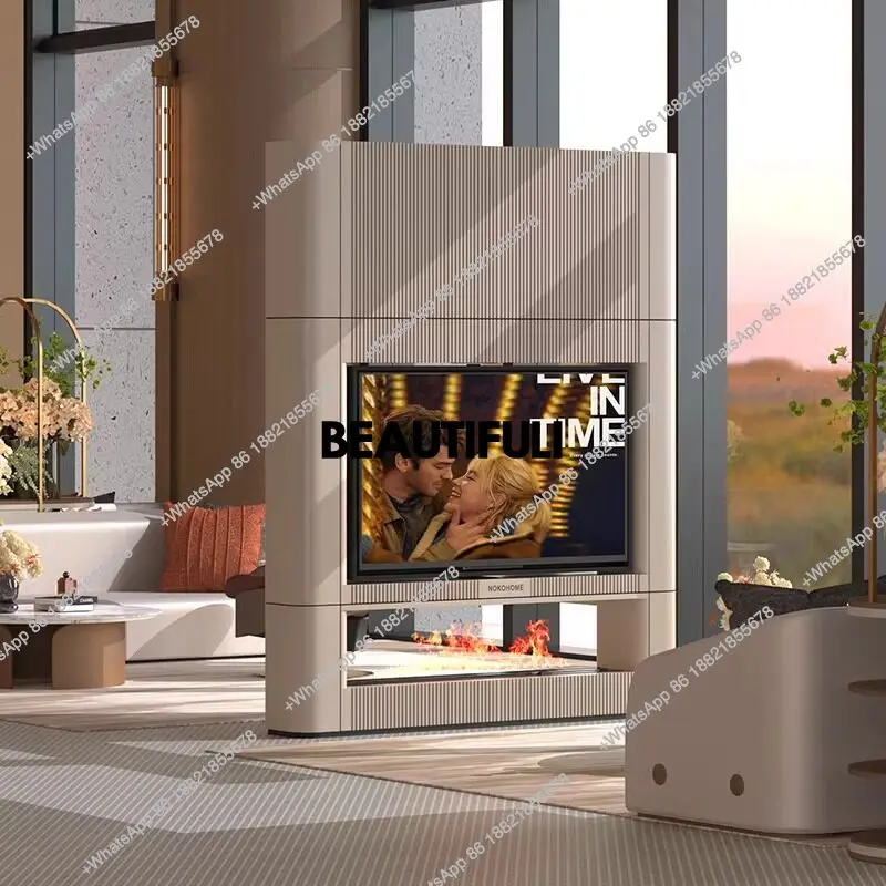 Living room large flat double-sided rotatable TV cabinet household partition bookcase integrated