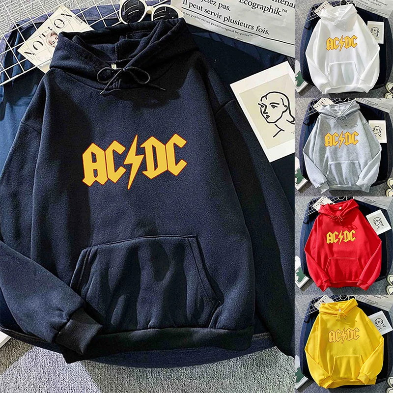 Nueva banda de Rock AC DC Sudadera con capucha ropa informal estilo Hip Hop sudaderas cómodas Strecth sudaderas holgadas de bolsillo moda calle hombres jerseys
