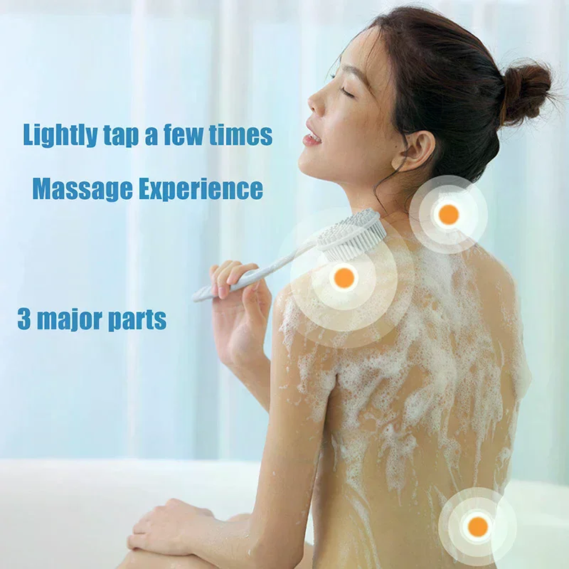 

Double-Sided Silicone Back Long Handle Scrubber Body Bath Brush Mud Back Massage Scrubber Shower Massage Exfoliation Brush