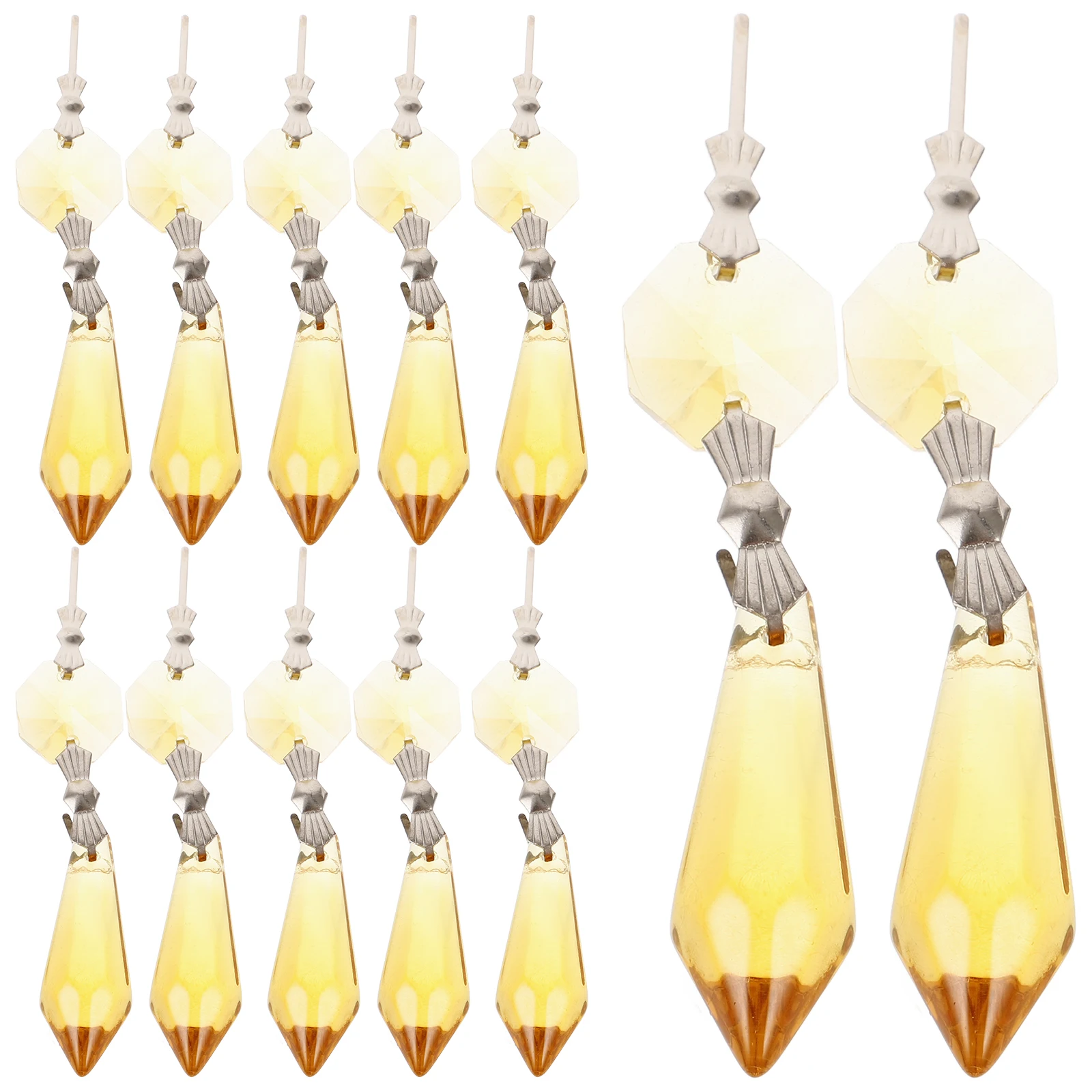 

20pcs Octagonal Bead Pendant Yellow Glass Balls Hanging Pendants Chandelier Ceil Lamp DIY Wedding Decor