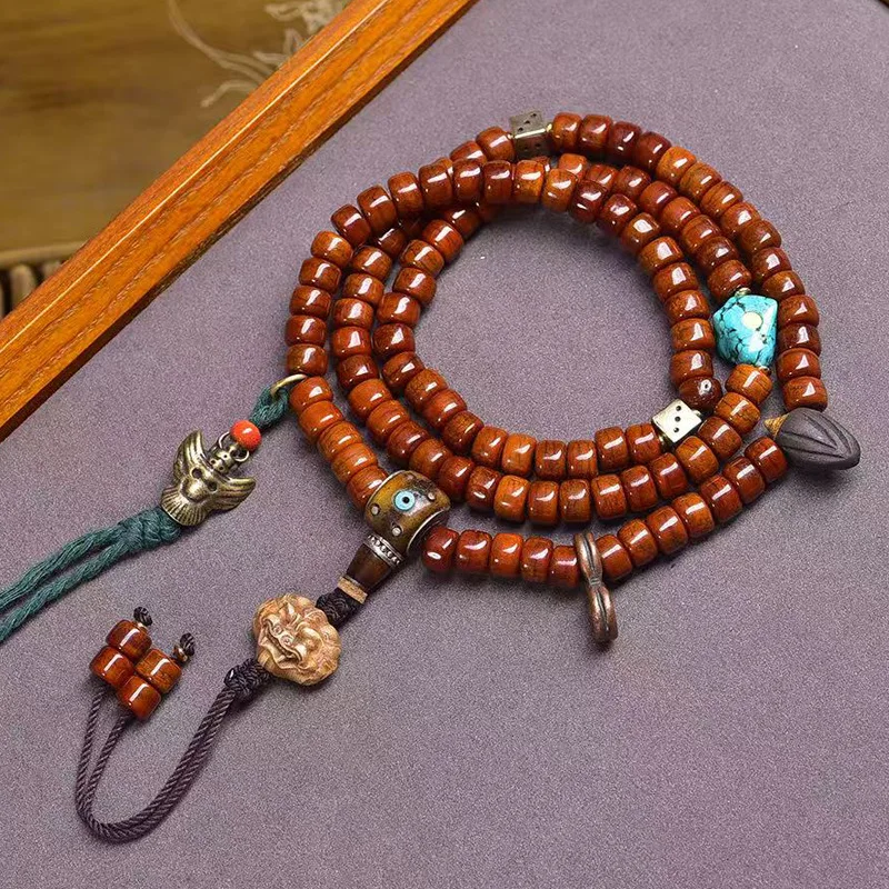 

108 Buddha Beads Necklace With Cow Bone Three-Way Turquoise Accessories