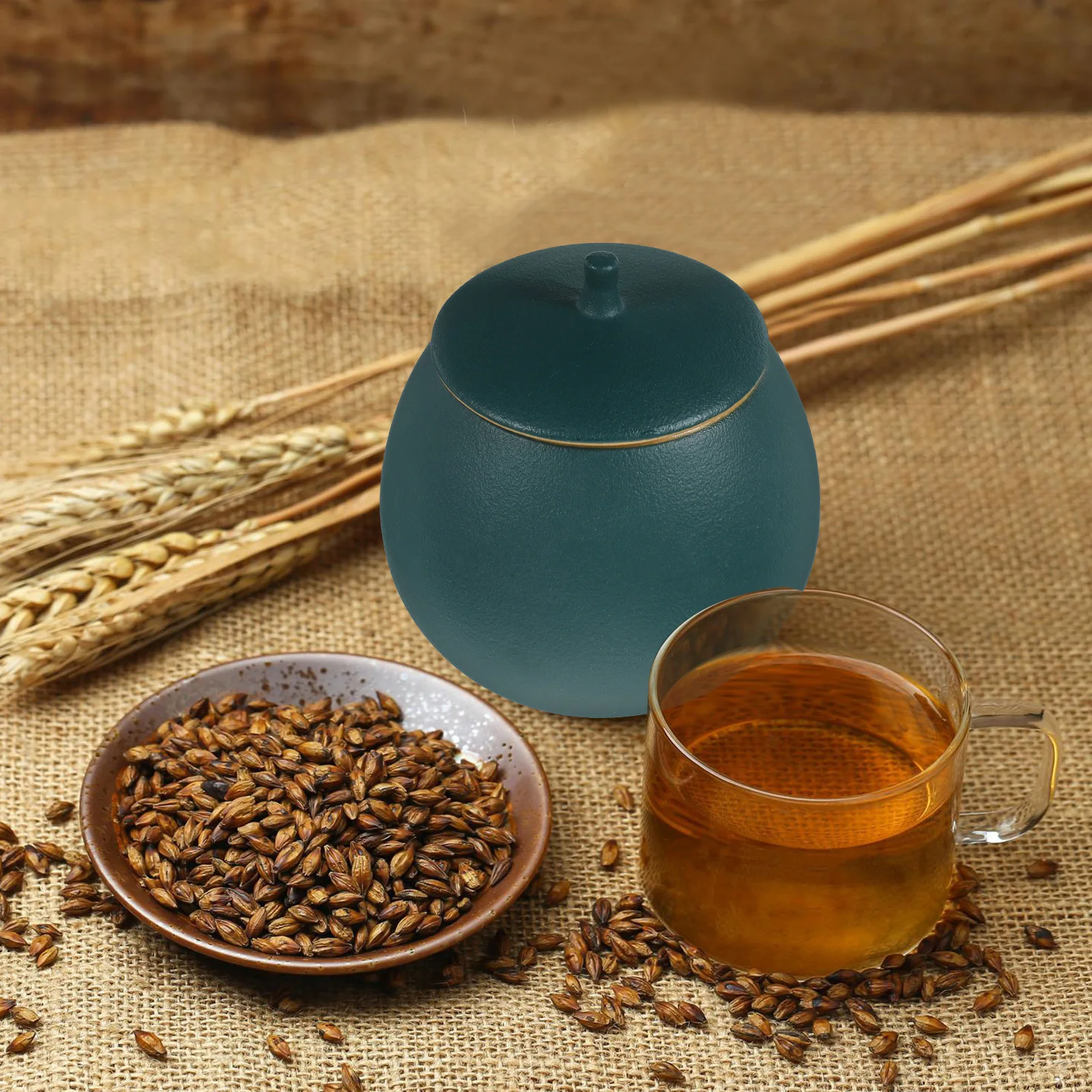 

Ceramic Sealed Tea Storage Jar Vintage Design Airtight Tea Leaves Canister Decorative Food Storage Container for Kitchen Counter