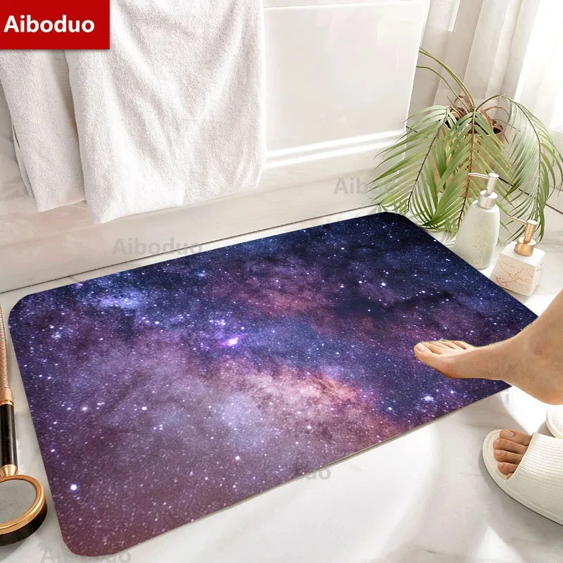 Shining Star Night Sky Pattern Soft Carpet Bathroom Non-silp Doormat Suitable for Livingroom Entrance Decorative Accessories Pad