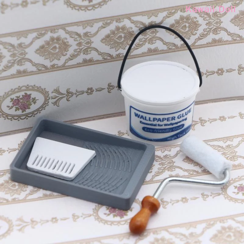[DO]1Set Dollhouse Miniature House Scene Sponge Roller Paint Brush For Model Painting Scenery Props[DO]