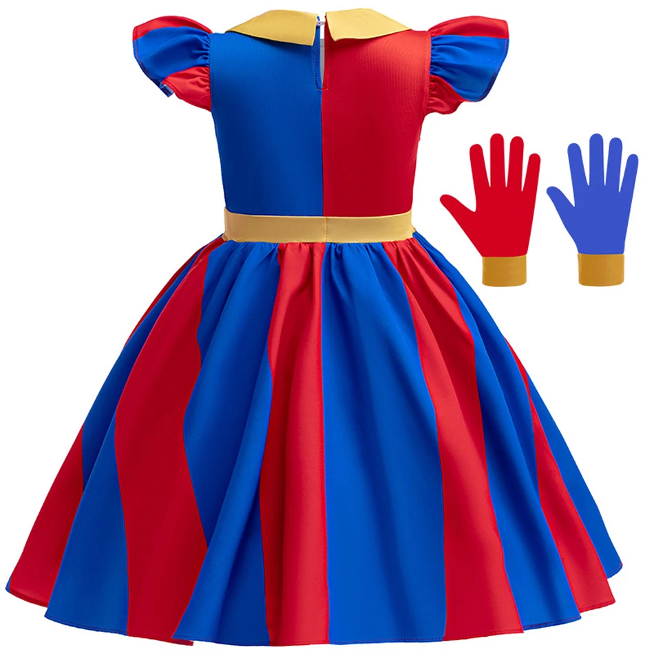 The Amazing Digital Circus Cosplay Costume Kids Dress Halloween Circus Pomni Birthday Party Dress Baby Girl Dress 3-10Y