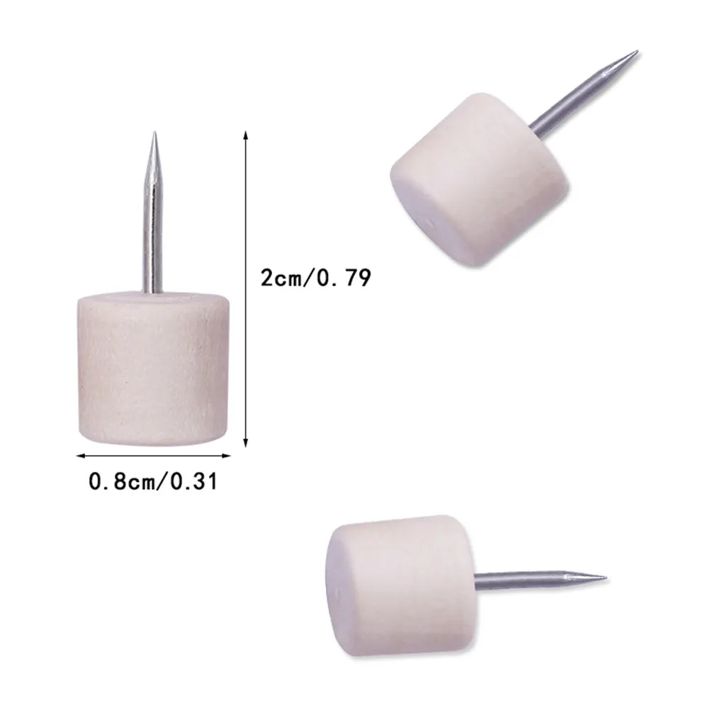 80Pcs Wood Push Pins Cylinder Head Thumbtacks for Office School Cork Board Map Photos Posters Decorative Creative Fastening