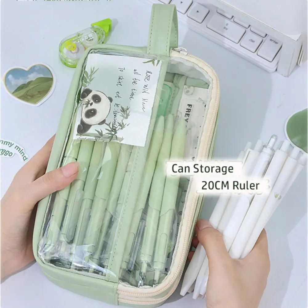 Imagem -05 - Couro Multifunções Pen Storage Bolsa Camadas Grande Capacidade Papelaria Portátil Organizador Caixa pu