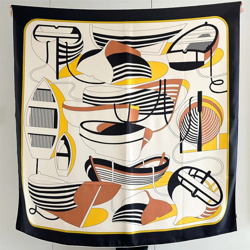 

135CM Silk Scarf Women Hand Rolled Edges Bandanas Shawls Luxury Designer Scarfs Square Scarves Clothing Accessories 135CM