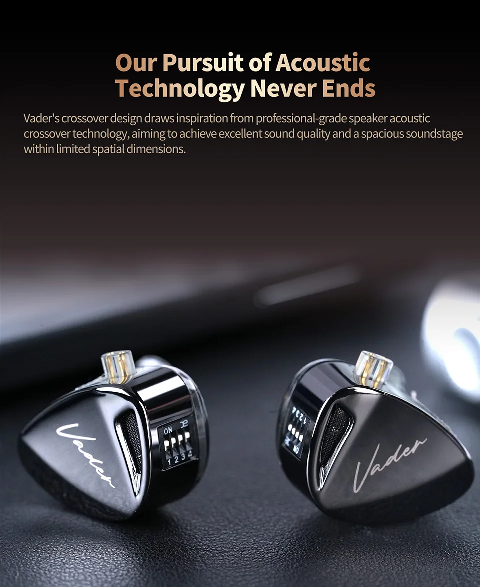 KZ Vader 3 Dynamic Driver IEM In-Ear Monitor Triple 8mm DD Crossover 4-Level Tuning Switch 0.75mm 2-Pin Cable 3.5mm HiFi