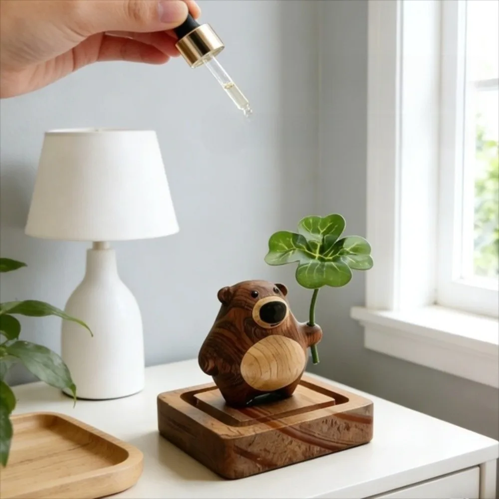 Creative Wood Aroma Diffuser Cute Bear Long-Lasting Essential Oil Diffuser Fragrance Ornament Desktop Aroma Diffuser Bedroom