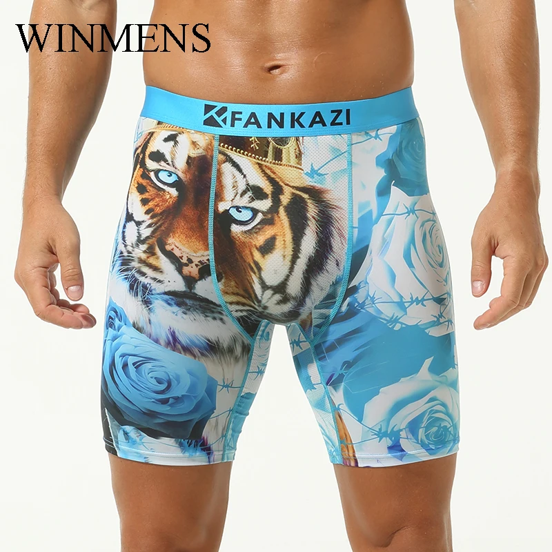 

Мужские пижамы, брюки, нижнее белье с цифровой печатью, гибкий широкий пояс, U-образная сумка, мужская одежда для отдыха, облегающие шорты-боксеры