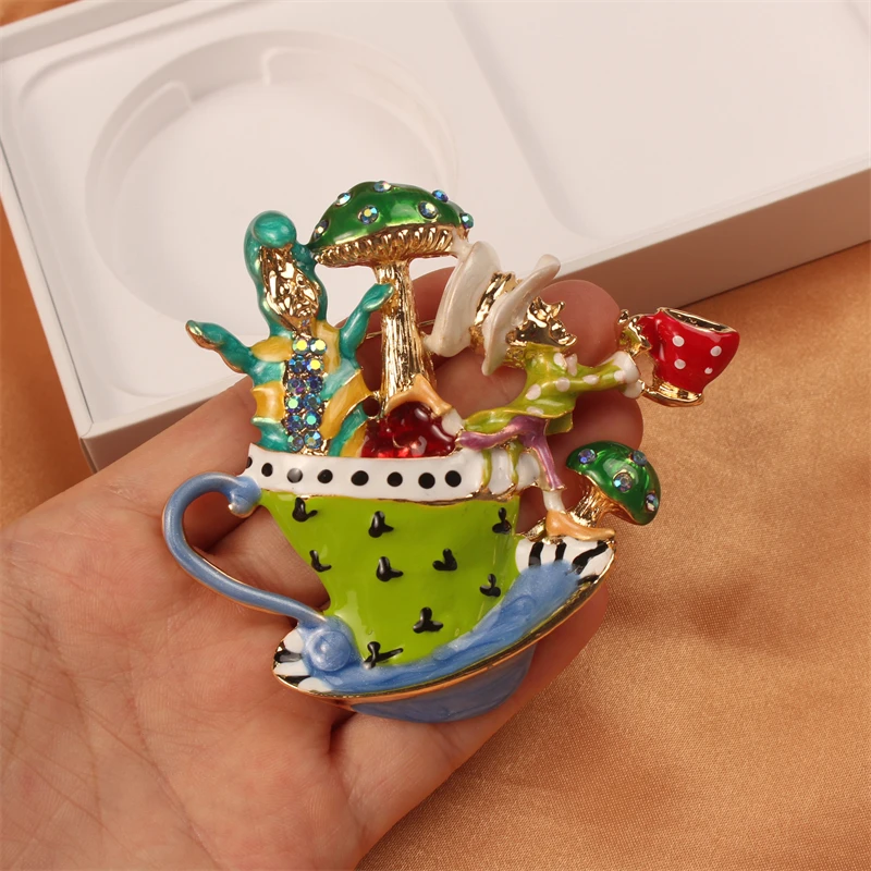 Cartoon Cute Mushroom Cup Spirits Brooches Unisex Enamel Fairy-tale Figure Badges Gifts Little Turtle Brooch Elegant Suit Badge