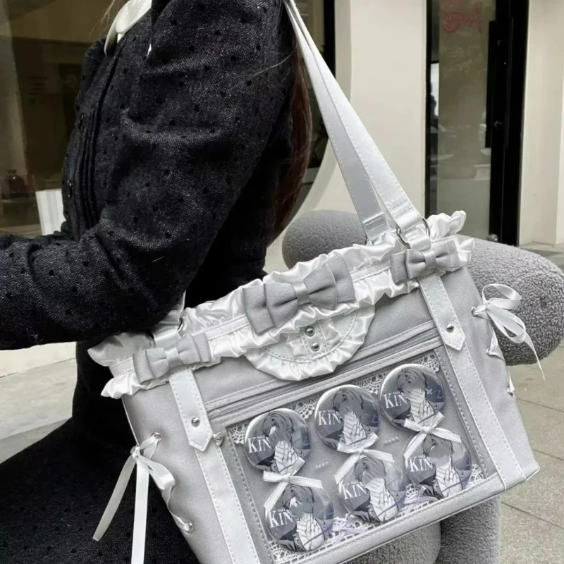 Bag Sweet Preppy Style Shoulder Bag for Women Large Capacity Ribbon Bow Tote Bag New Fashion Design for Girls