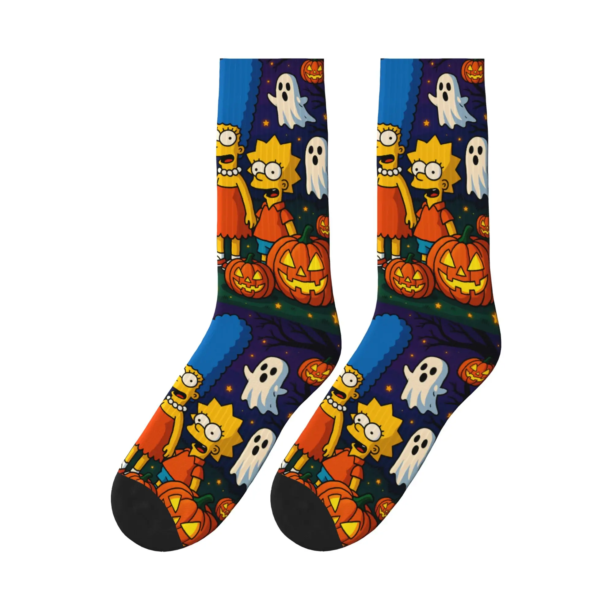 

Men's Socks S-Simpsons Halloween Pumpkins Ghosts Family Stockings Non-Slip Soft Socks Autumn Gothic Graphic Running Sports Socks