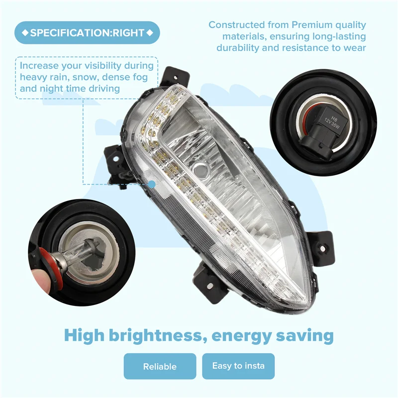 ملحقات تجميع السيارة LED ضوء النهار الجري الضباب الخفيف لشركة Hyundai Santa Fe Sport IX45 2016-2018 المصباح #4