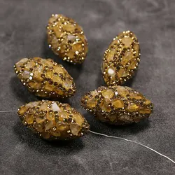 APDGG 5 Pcs Yellow Citrine 24K Gold Plated CZ Spacer Beads Connector Jewelry Making Supplies Pearl Necklace Pendant Jewelry DIY