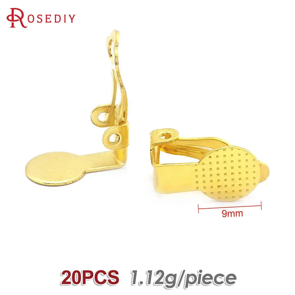 18K Goud Kleur Platte Maat 9MM 10MM 12MM 15MM 16MM 18MM Messing Platte Stok oorbellen Clip Diy Sieraden Maken Oorbellen Accessoires