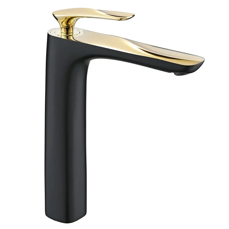 

European all-copper, black single-hole basin faucet, bathroom hot and cold water, faucet
