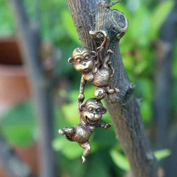 Antique Copper Climbing Monkey Figurine Miniature Desktop Ornament Hanging Brass Funny Animal Home Decoration Accessories Crafts