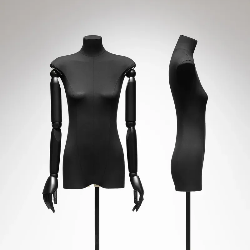 Black Flat Model Display Stand for Women's Clothing Half Body Dummy Full Body Mannequin Props for Store Window Showcase