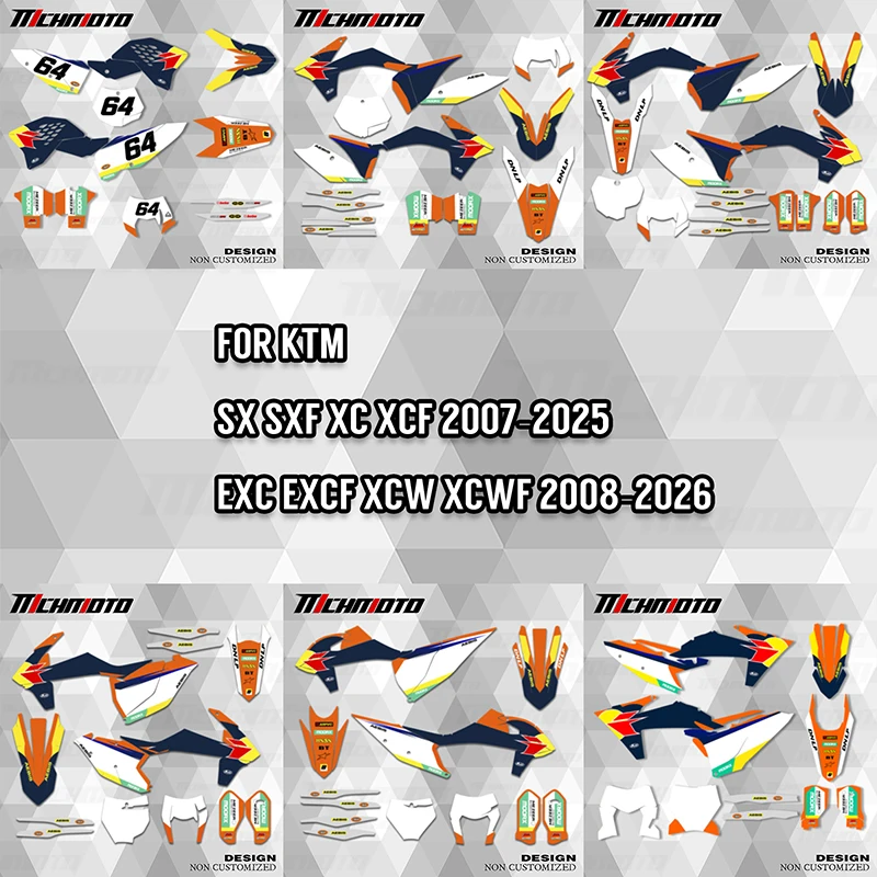 

MCHMFG Full Graphics Decals Motorcycle Stickers Kits For KTM SX SXF 2007-2025 EXC XCW 2008-2026 Number Name Background Custom
