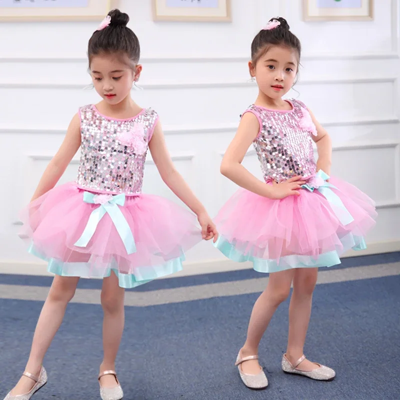 

Children's Dance Performance Clothes Puffy Princess Dress Girls Sequins Modern Dance Costumes Kindergarten Performance Clothing