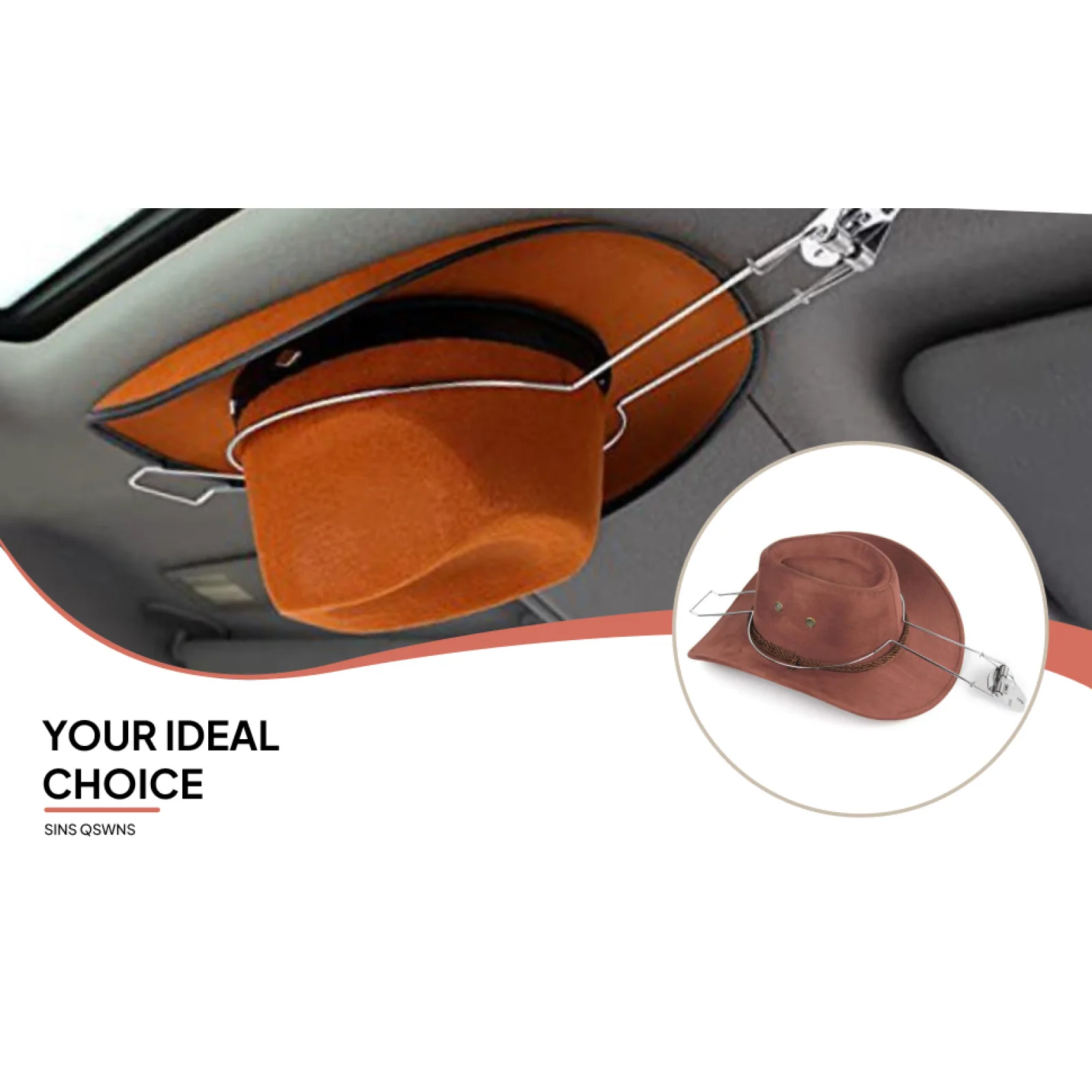 Car Mounted Cowboy Hat Holder Rack Heavy Duty Hat Bracket Hanger Built in Spring Organizer Hat Clip Cap Rack for Auto Car