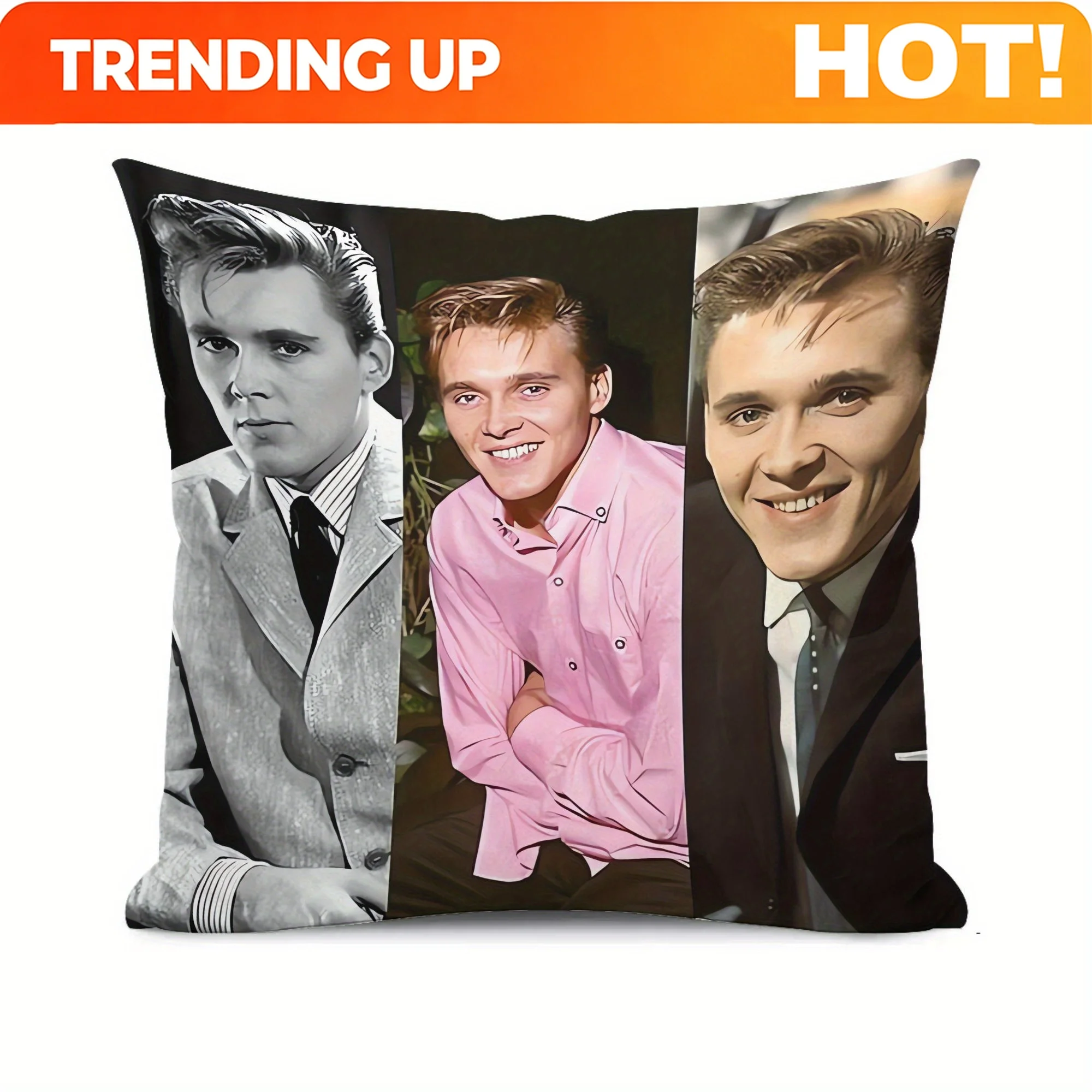 Customize ZLIENSZUS Billy Frezier Vintage Billy-Frezier-Face Pillowcase - Retro Design, Soft 100% Polyester with Zipper Closure,