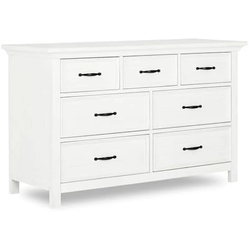 Evolur Belmar Double Dresser in Weathered White, Comes Assembled, Included Anti-Tip Kit