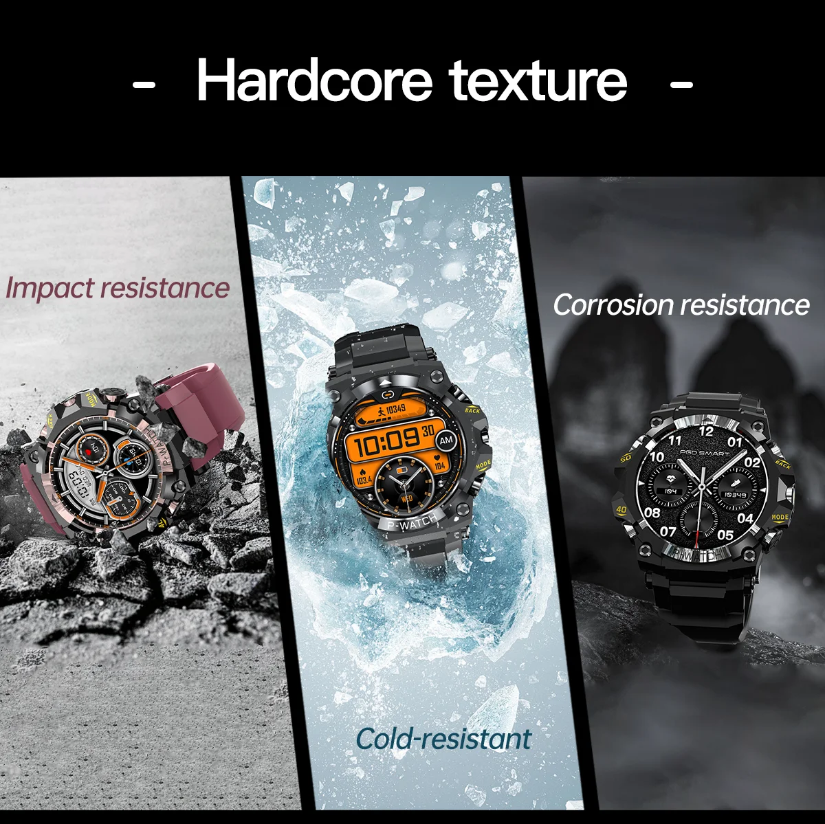 สมาร์ทนาฬิกาผู้ชายไฟฉาย LED กีฬากลางแจ้งนาฬิกาบลูทูธสุขภาพ Moniotr Voice Assistant IP68 Smartwatch กันน้ํา