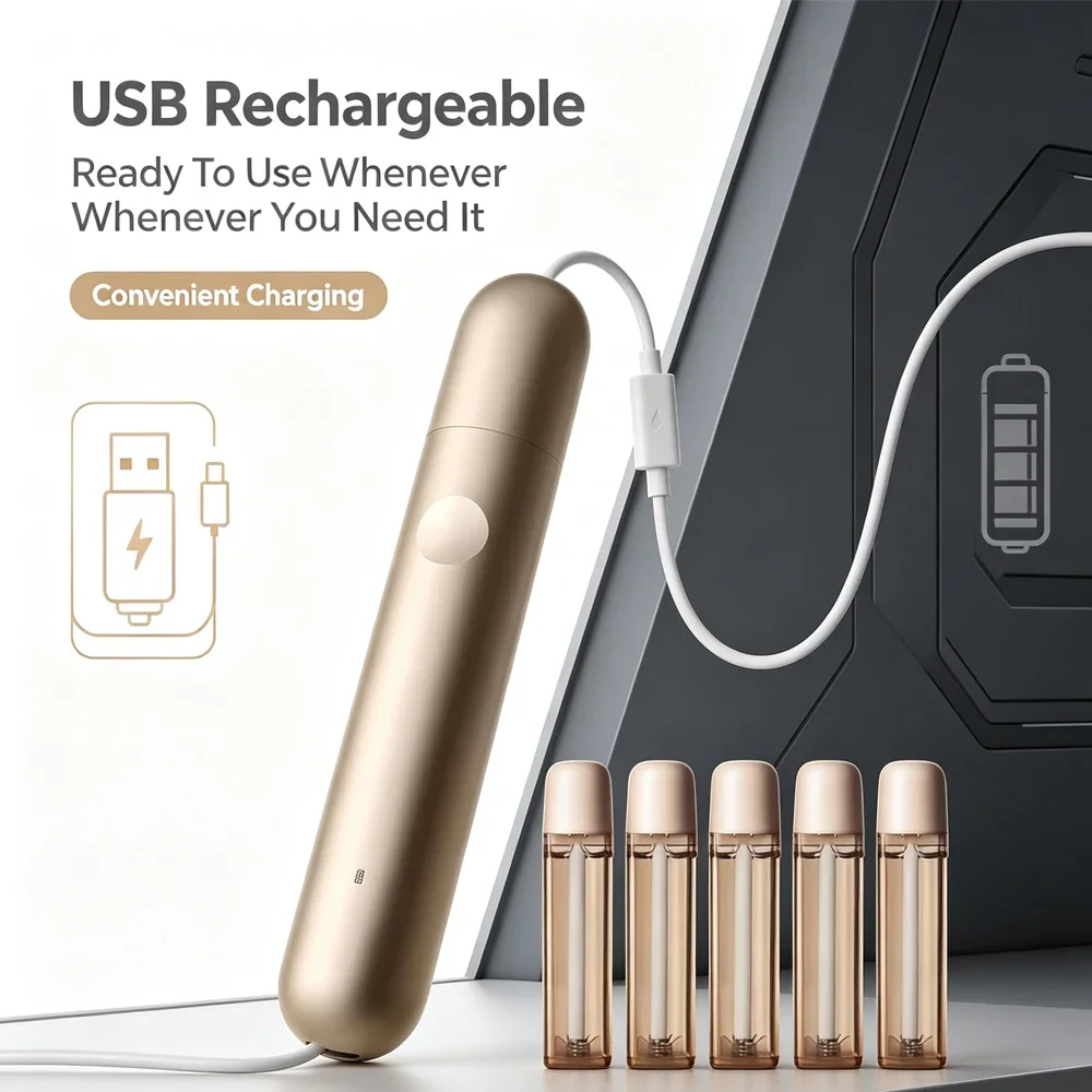 Breath Freshener Electric Spray ZDEER PW16, Rechargeable Pocket Oral Care Tool with 5 Flavor Refills for Dating & Daily Social
