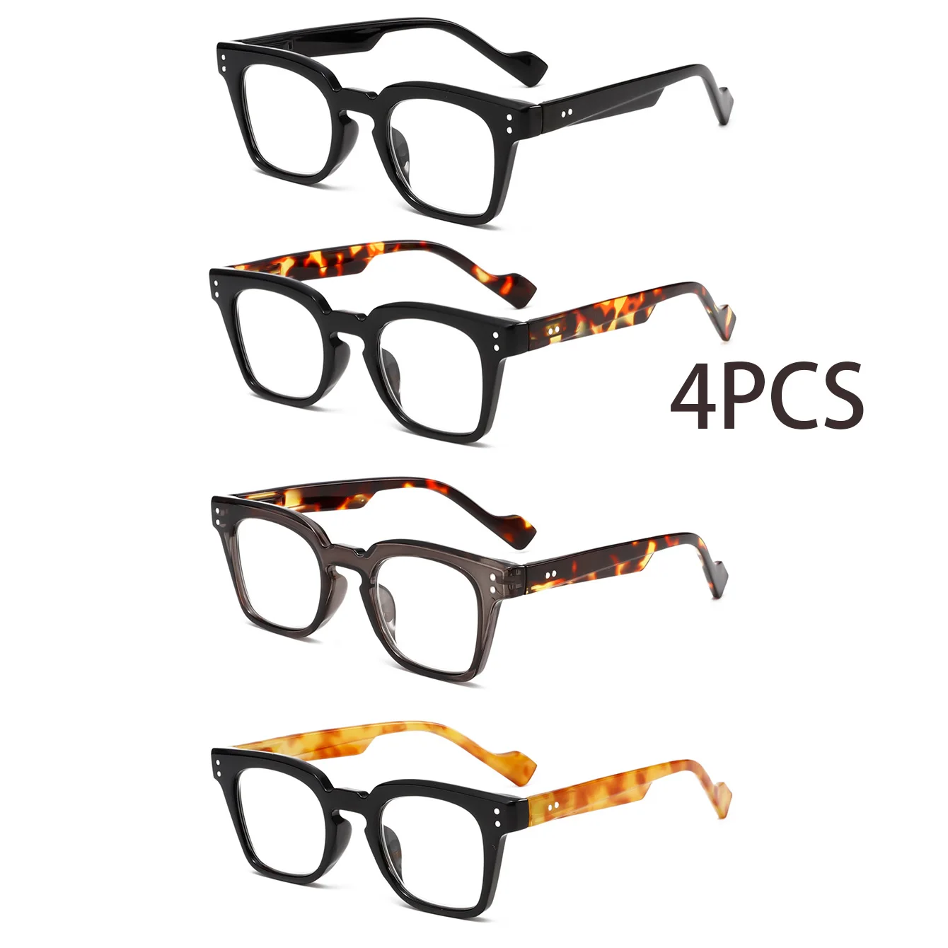 

4 шт. Четыре пары стильных и удобных очков для чтения, анти-синий свет, подходят для мужчин и женщин всех возрастов.