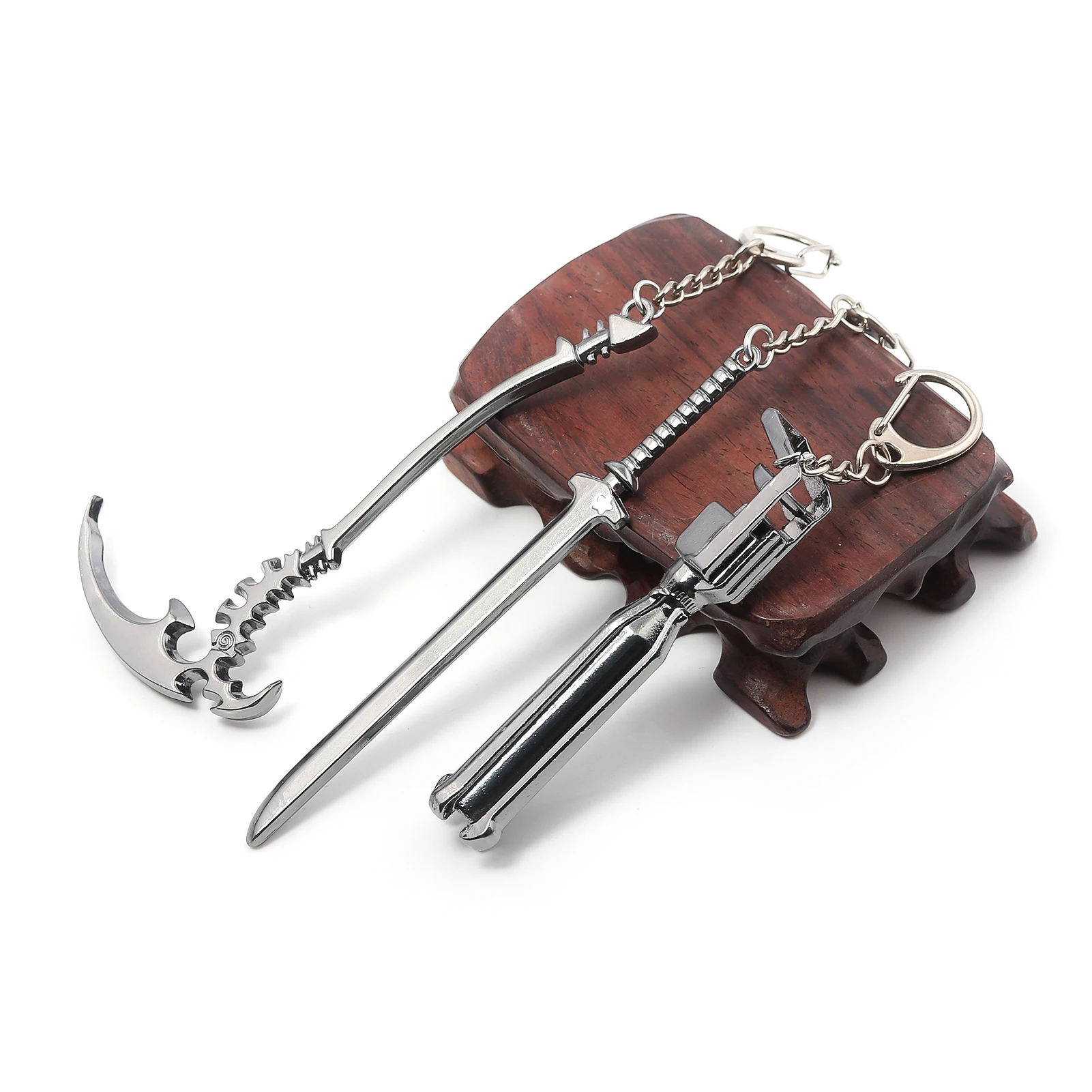 لعبة بلاك روك مطلق النار المفاتيح روك مدفع الموت المنجل تاشي الظاهري التوأم ذيل حصان فتاة شخصية سلاح قلادة مجوهرات هدية