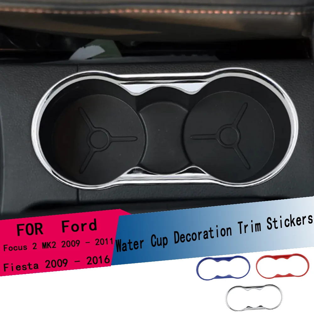 Cubierta Protectora Decorativa para Portavasos ABS para Ford Fiesta MK7 2009-2016, para Ford Focus 2 2009-2012, Accesorios para Auto