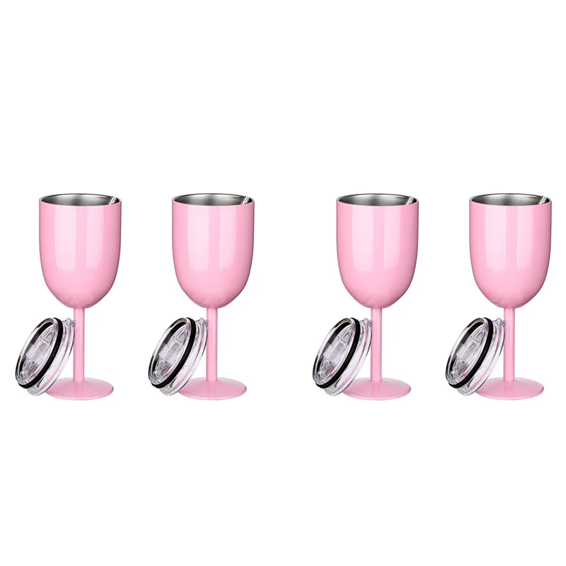 

MCGS-4PCS Изолированные розовые бокалы для вина с двойными стенками, пищевая нержавеющая сталь, дорожная чашка для вина с герметичной крышкой для взрослых