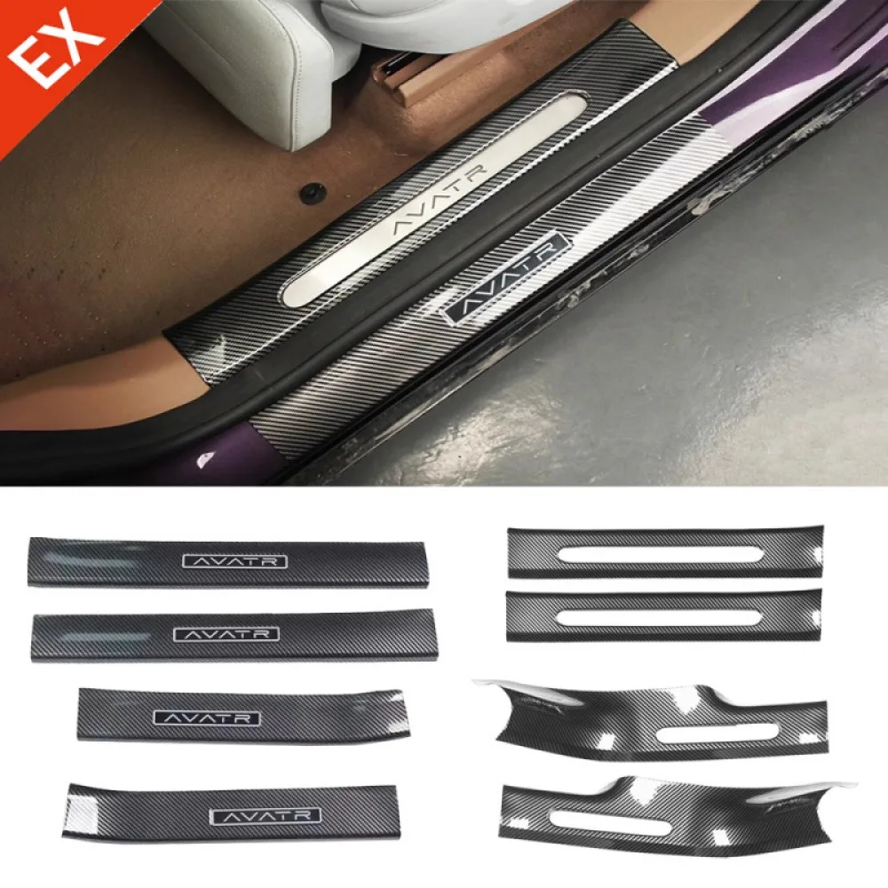 

For Changan AVATAR 07 2024-2025 Exterior Auto Carbon Interior Door Sill Scuff Plate Welcome Pedal Cover Sticker Accessories