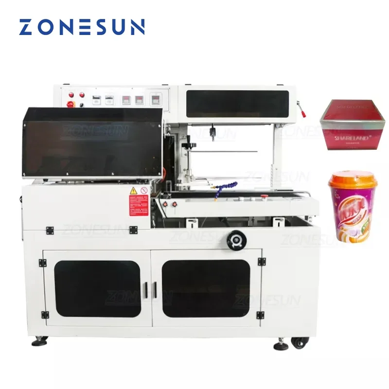 ZONESUN ZS450 L-Type Sealing Cutting Machine Automatic Shrink Film Wrapping Cosmetics Book Food Drink Software Packaging Machine