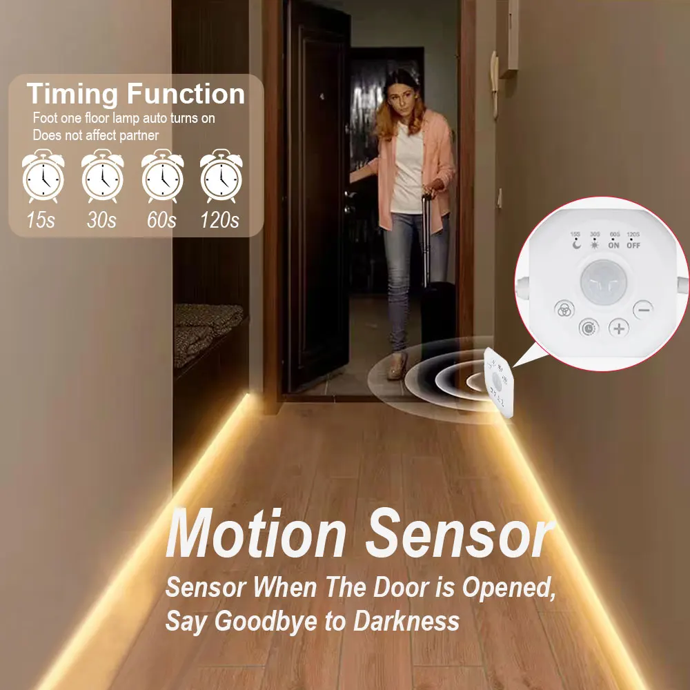 Motion Sensor LED Strip Light Sensor Flowing light strip 120° Motion Sensor Light and Timer Under Bed Lights Under Cabinet Strip