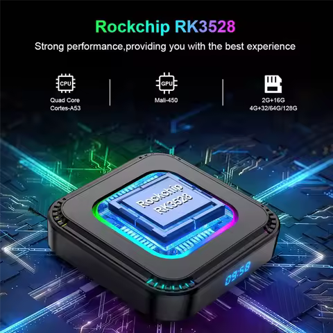B47C Smart TV Box Android 13 4+64G RK3528 8K HDR 10 RGB Light with Wifi6 BT 5.0 Voice Media Player TV Box US Plug