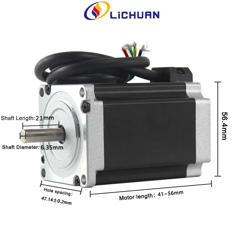 Lichuan Nema 23 Kit Cnc Stepper Motor 0.6N.M~1.0N.M EtherCAT Bus Type Stepper Driver OL3-E57H DC Motor D=6.35mm 3D Printer Motor