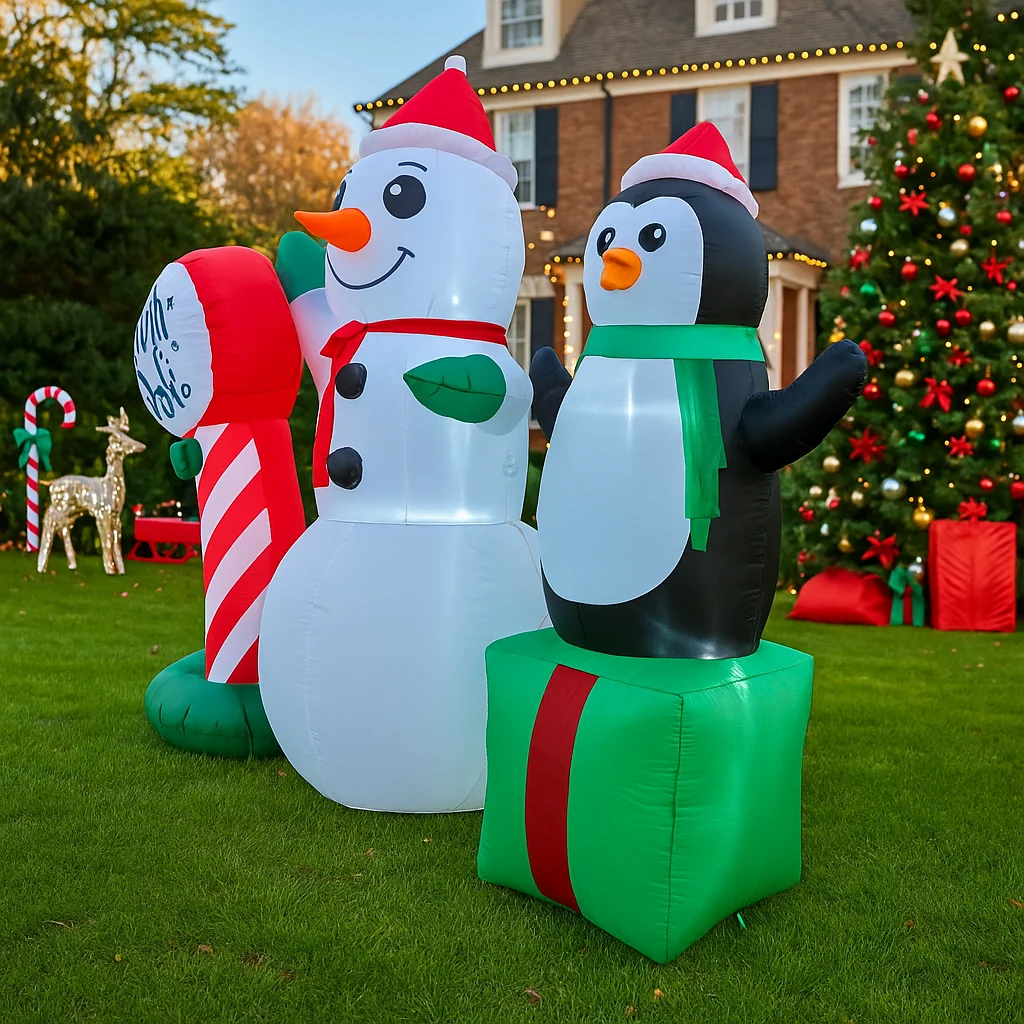 2,2 M/7,2 pies muñeco de nieve inflable pingüino poste Norte luces LED decoración del hogar juguetes patio adornos de Navidad suministros de decoración al aire libre