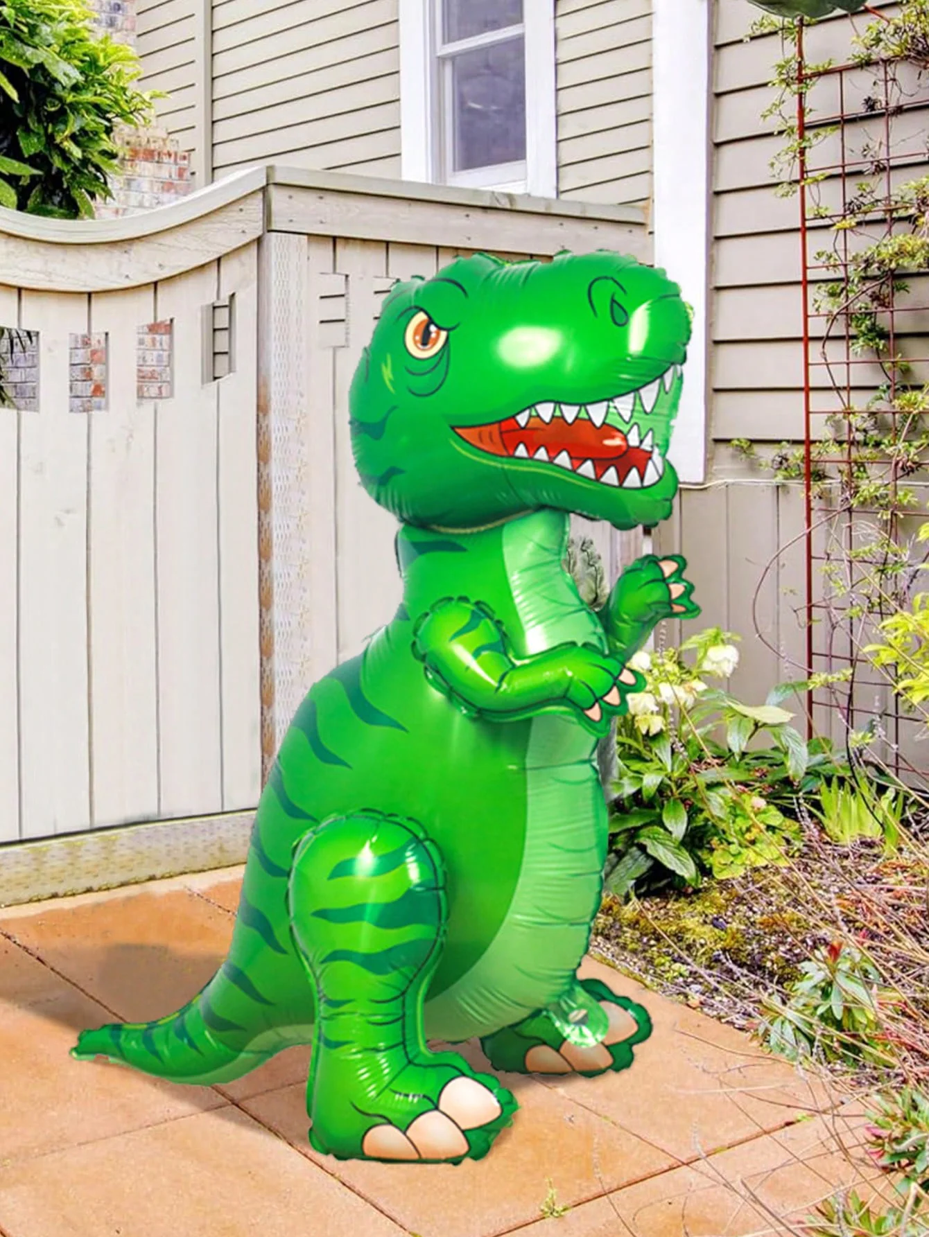 1 Stück 3D-Dinosaurier-Luftballon, grüner und orangefarbener Tyrannosaurus Rex-Tier-Luftballon, für Geburtstagsfeiern, Dinosaurier-Mottopartys. – Detail 6