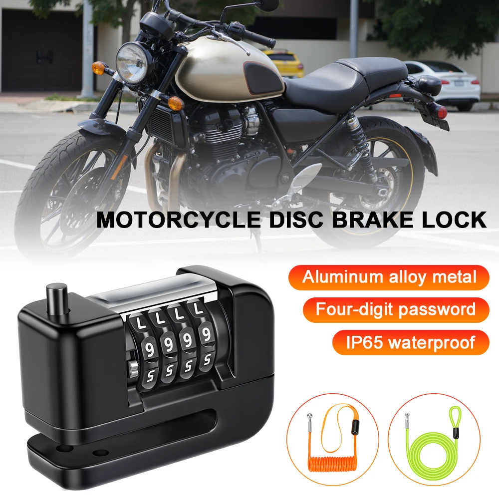 

Extractme Motorcycle Password Disc Brake Locks Anti-Theft Security Scooter Wheel Disc Lock Waterproof Rust-proof Metal Body