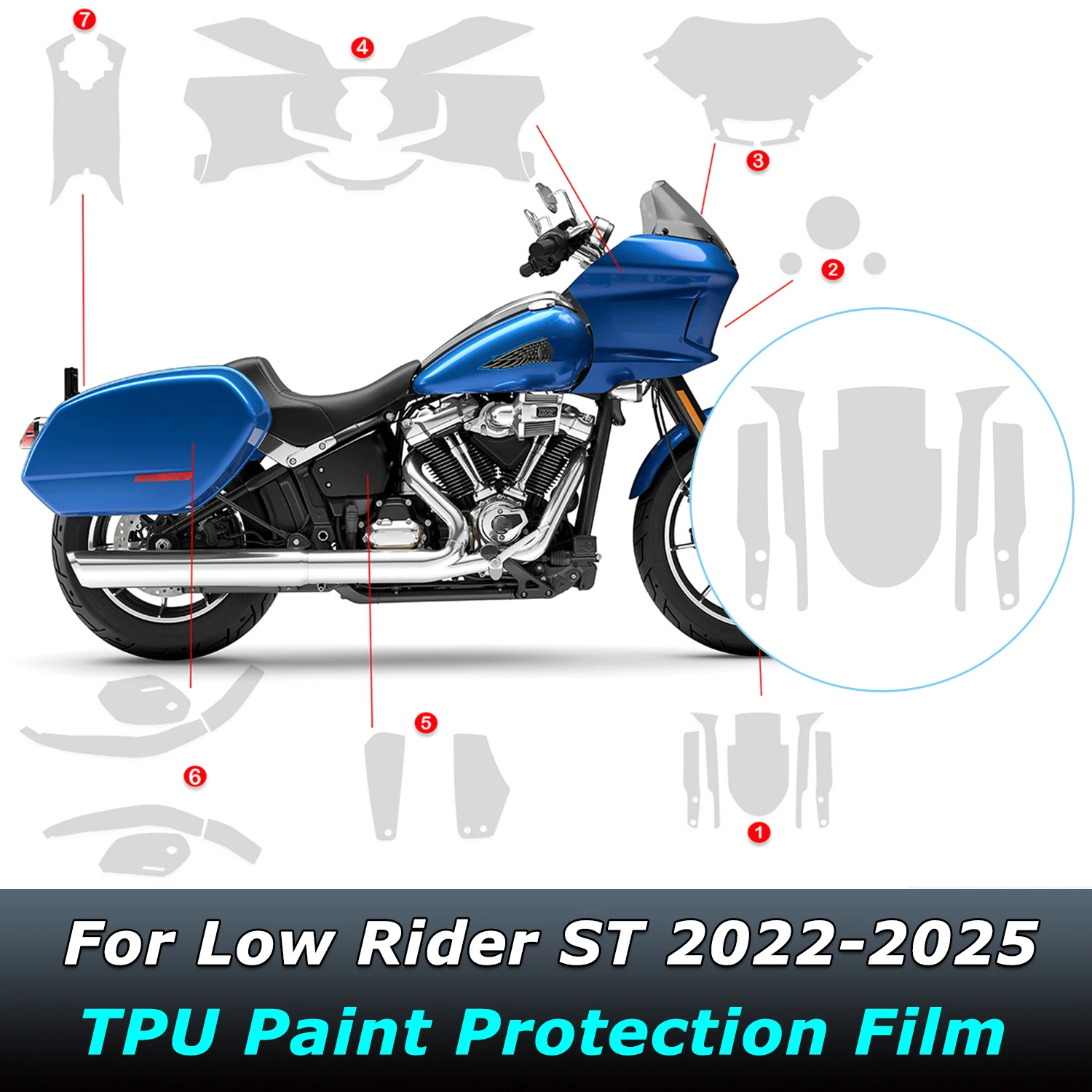 For Low Rider ST 2022-2025 TPU Paint Protection Film Transparent Motorcycle PPF Ultra-Thin Anti-scratch Parts Fit LOW RIDER ST