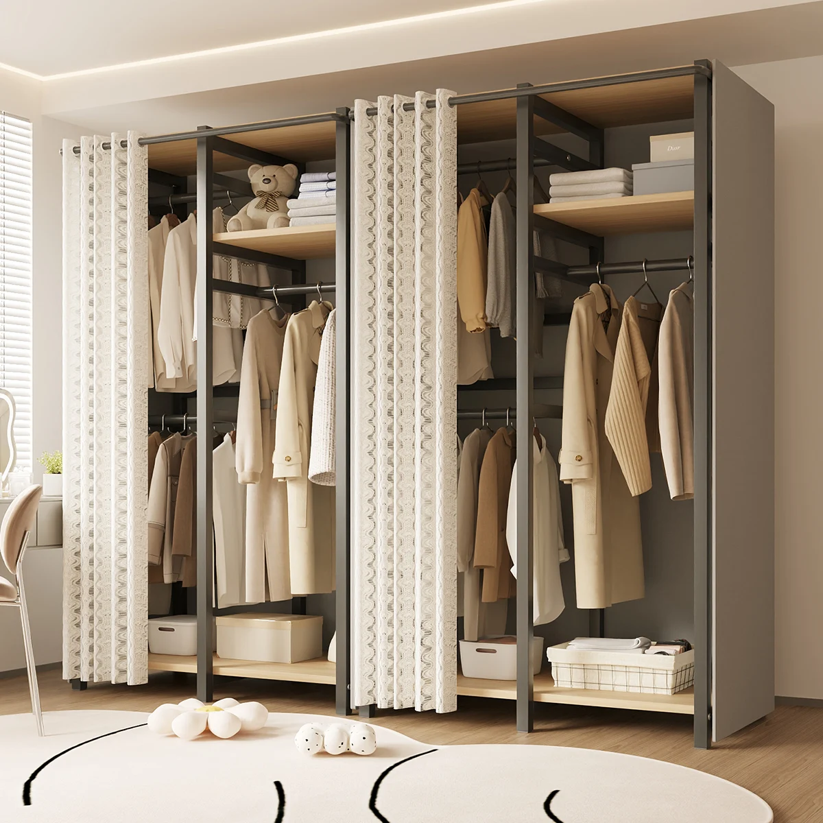 Coat rack Floor-to-ceiling bedroom Home hanger Walk-in cloakroom Combination metal hanger Open wardrobe