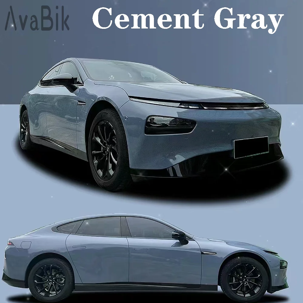 High Glossy Cement Gray Adhesive Vinyl for Car Wrap Exterior Film Cover Stickers on Motorcycle Accessories Wear resistance