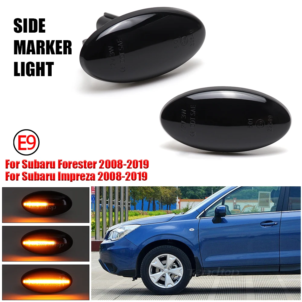 Amber Sequential LED Side Marker Turn Signal Lights Dynamic Blinker Lamp For Subaru Forester 2008-2019 Impreza WRX STI