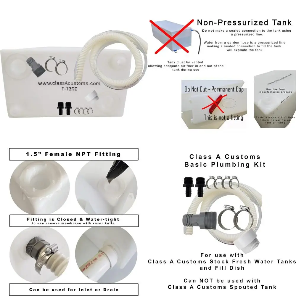 Tanque de almacenamiento de agua de 13 galones con kit de plomería completo para uso doméstico