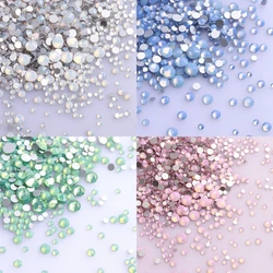 1440 pezzi di dimensioni miste serie opale bianco vetro con retro piatto strass di alta qualità glitter diamante colla su pietre per la decorazione di nail art