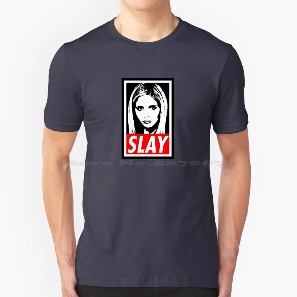 Slay T Shirt 100% Cotton Tee Chosen One Xander Willow Angel Spike Joss Whedon Buffy The Vampire Btvs